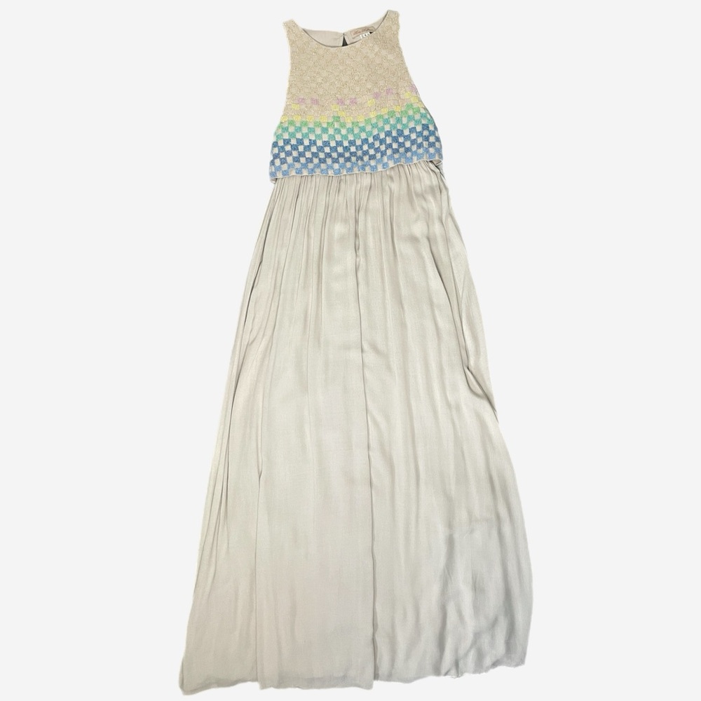 Mara Hoffman NWT Tan Linen Rainbow Beaded Maxi dress open back resort designer 4 - Picture 9 of 14